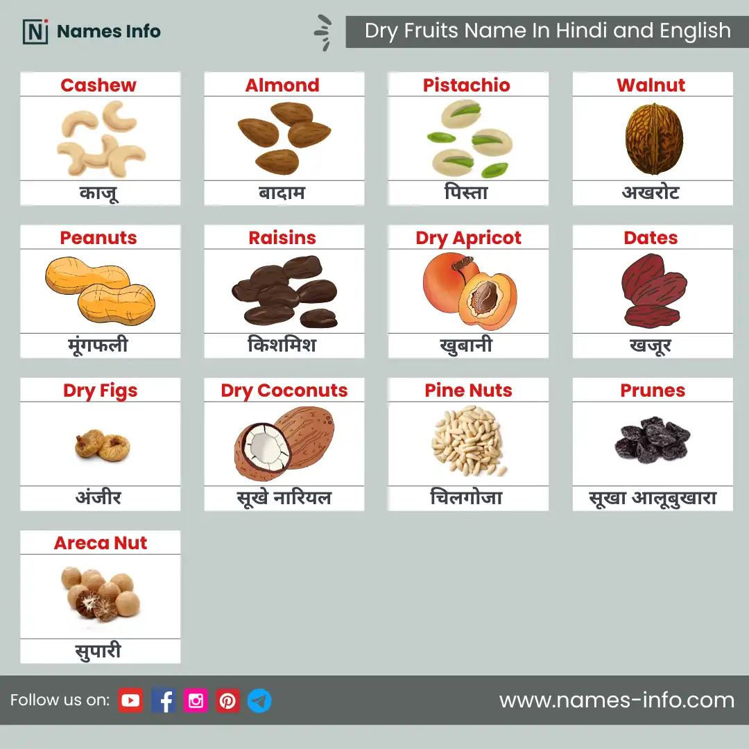 dry fruits name in hindi and english with pictures