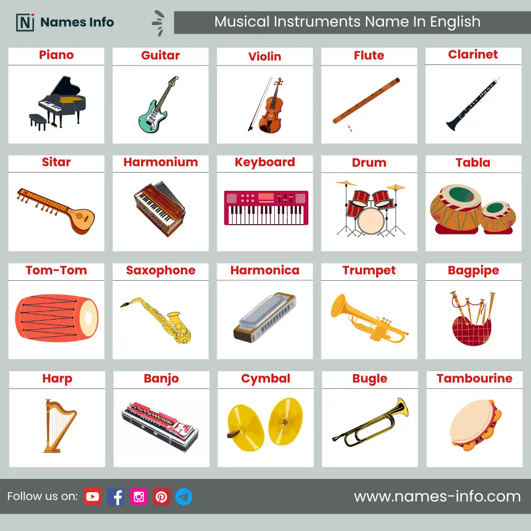 musical instruments name in english with pictures