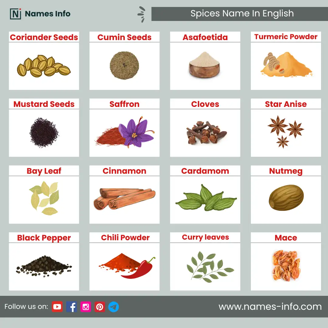 spices name in english with pictures